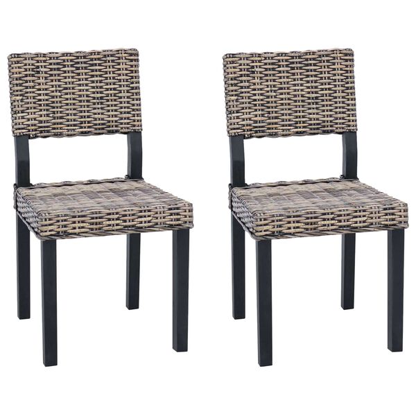 vidaXL Dining Chair 2 pcs Black Wash 46 x 55 x 84 cm Kubu Rattan