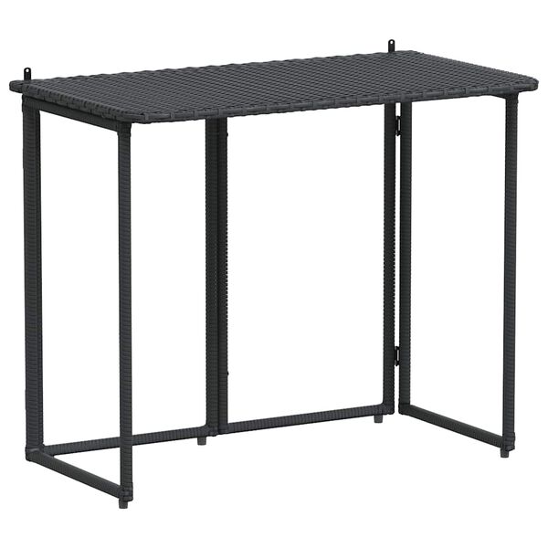 vidaXL Folding Garden Table Black 90x51x75 cm Poly Rattan