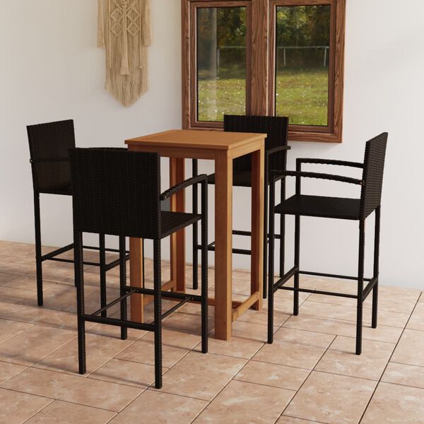vidaXL 5 Piece Garden Bar Set Brown