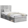 vidaXL Bed Frame with Storage and Headboard Grey Sonoma 100 x 200 cm