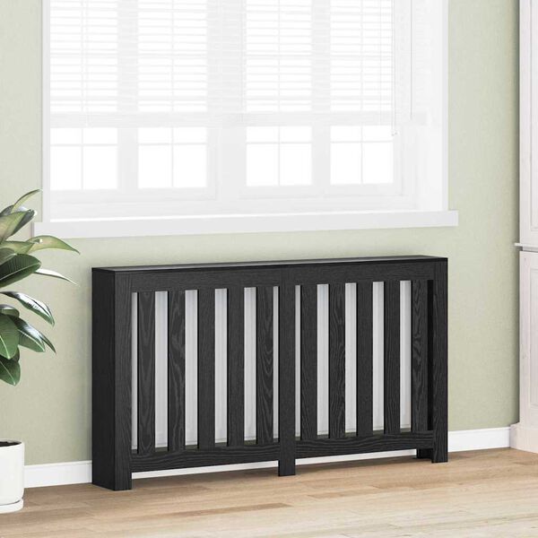 vidaXL Radiator Cover Black Oak 149 x 20 x 82 cm Engineered Wood
