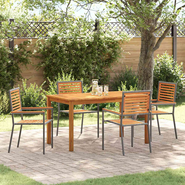 vidaXL Garden Dining Set 5 pcs Grey Solid Acacia Wood