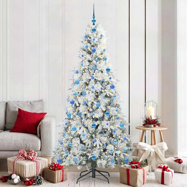 vidaXL Artificial Hinged Christmas Tree White 210 cm PE and PVC