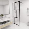 vidaXL Walk-in Shower Wall with Tempered Glass Black 80x195 cm