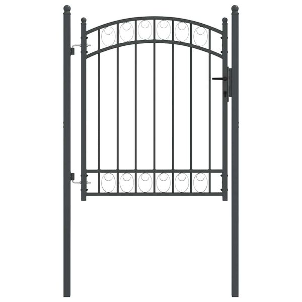 vidaXL Fence Gate with Lock Grey 150 x 100 cm Powder-coated steel