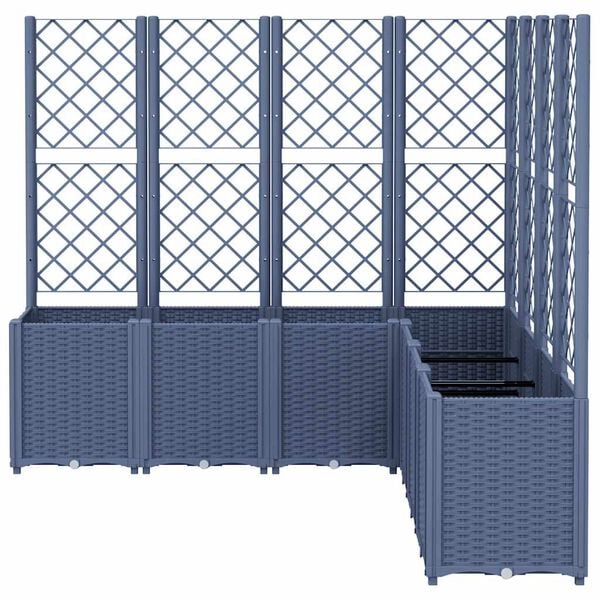 vidaXL Garden Planter with Trellis Blue Grey 160x160x140 cm PP
