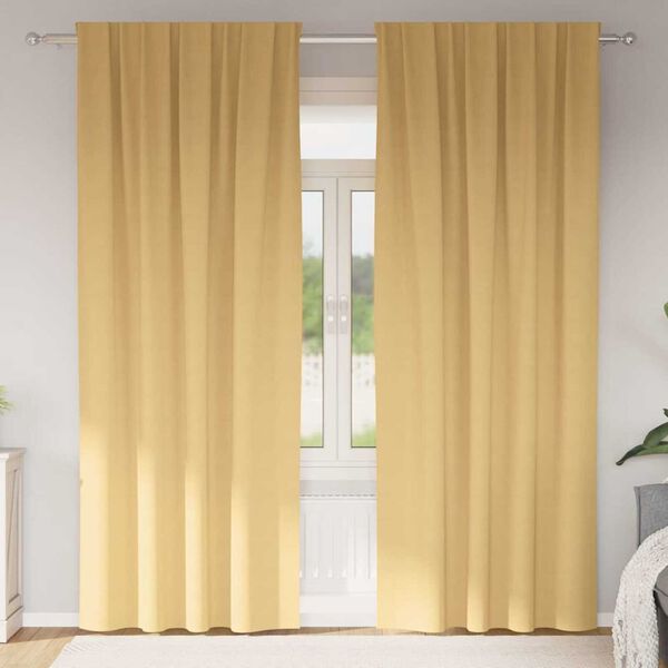 vidaXL Blackout Curtains with Rings 2 pcs Beige 245 x 140 cm Polyester