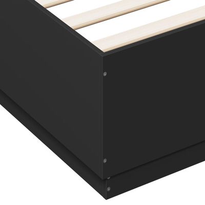 vidaXL Bed Frame with LED Lights Black 150x200 cm King Size Engineered Wood