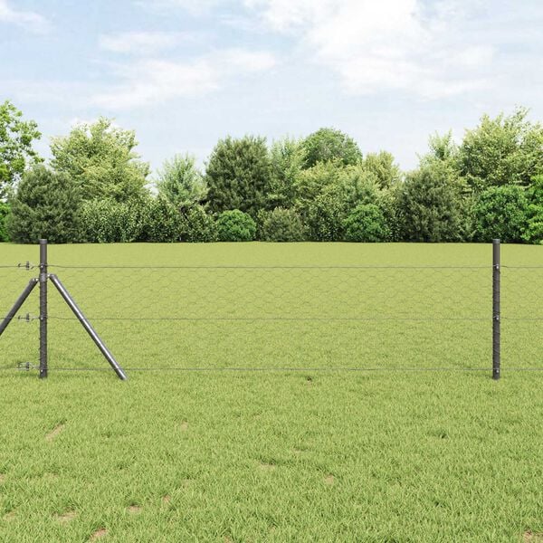 vidaXL Hexagon Fence Grey 1.6 x 10 m Steel
