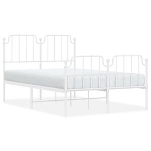 vidaXL Metal Bed Frame without Mattress with Footboard&nbsp;White 120x200cm