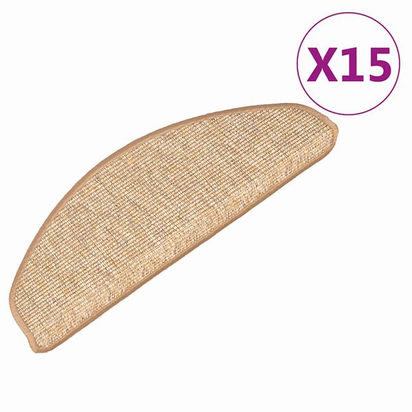 vidaXL Stair Mats 15 pcs 65x21x4 cm Light Brown Half Round Large