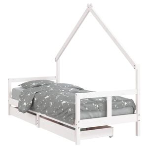 vidaXL Kids Bed Frame with Drawers White 80x200 cm Solid Wood Pine
