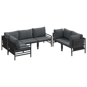 vidaXL Garden Sofa Set with Cushion 6 pcs Black Steel