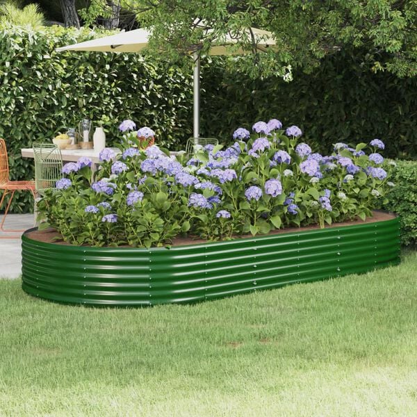 vidaXL Garden Raised Bed Galvanised Steel 296x140x36 cm Green