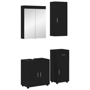 vidaXL Bathroom Furniture Set with Drawer TULUM Black Engineered Wood
