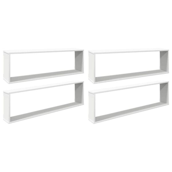 vidaXL Wall Cube Shelf 4 pcs White 100x15x30 cm Engineered Wood