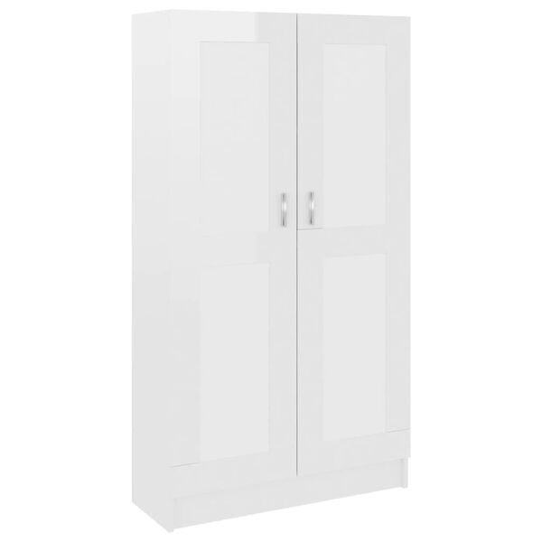 vidaXL Book Cabinet High Gloss White 82.5x30.5x150 cm Engineered Wood