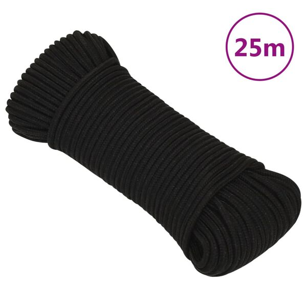 vidaXL Work Rope Black 3 mm 25 m Polyester