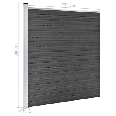 vidaXL Fence Panel Set WPC 1391x186 cm Black