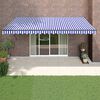 vidaXL Retractable Awning Blue and White 5x3 m Fabric and Aluminium