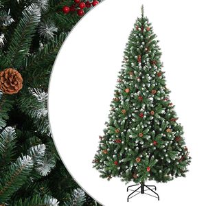 vidaXL Artificial Hinged Christmas Tree 240 cm PVC Green and White