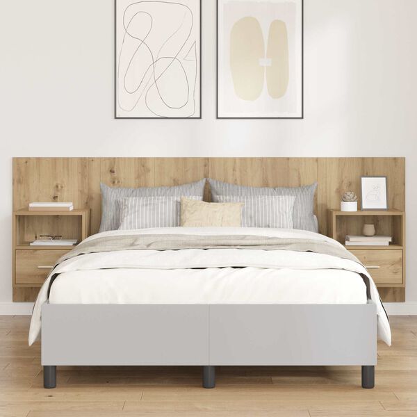 vidaXL Headboard with Cabinet 3 pcs Artisan Oak Engineered Wood