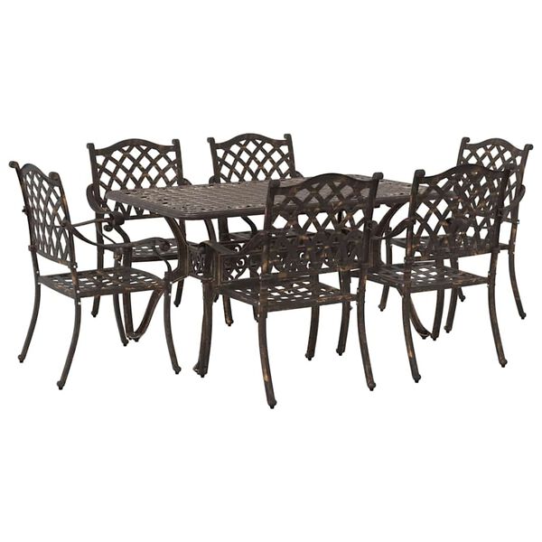 vidaXL Garden Dining Set 7 pcs Bronze Aluminium