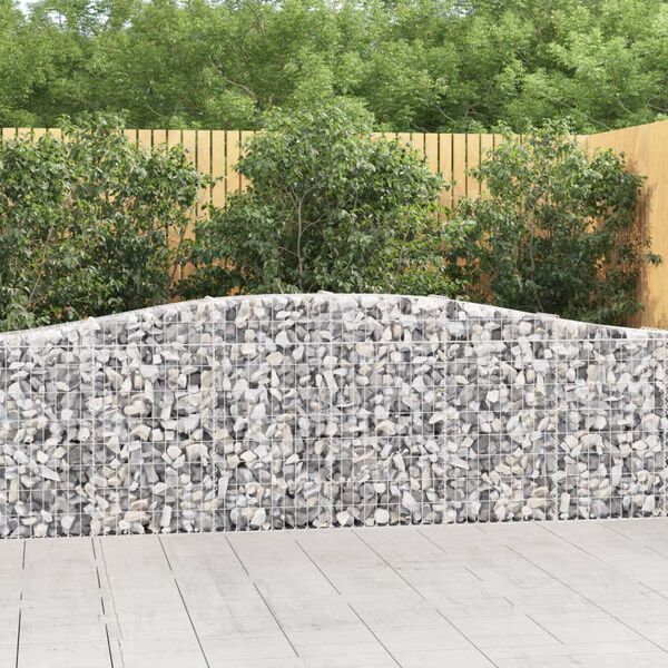 vidaXL Arched Gabion Baskets 3 pcs 400x30x80/100 cm Galvanised Iron