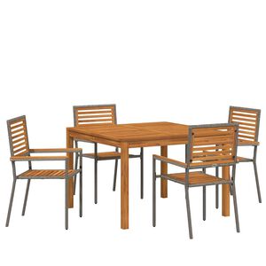 vidaXL Garden Dining Set 5 pcs Grey Poly rattan