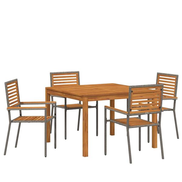 vidaXL Garden Dining Set 5 pcs Grey Poly rattan