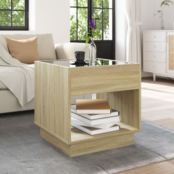 vidaXL Coffee Table with Infinity LED Sonoma Oak 50x50x50 cm