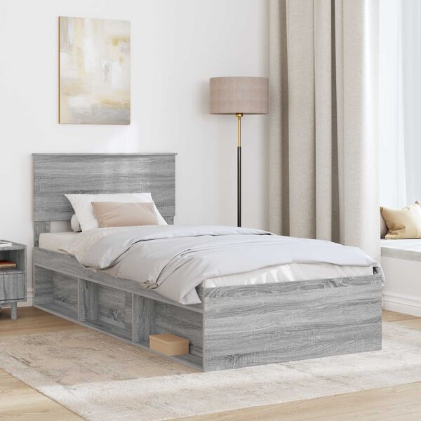 vidaXL Bed Frame Grey Sonoma 75 x 190 cm Engineered wood