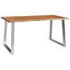 vidaXL Dining Table | Natural wood brown and silver | Solid Acacia Wood | Large