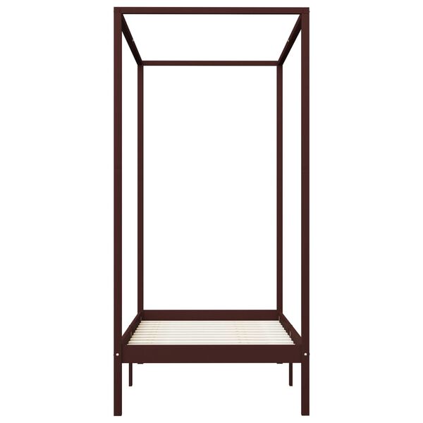 vidaXL Canopy Bed Frame without Mattress Dark Brown Solid Wood 90x200cm