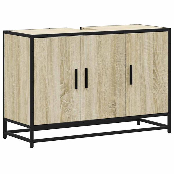 vidaXL Bathroom Sink Cabinet Sonoma Oak 90x33x60 cm Engineered Wood