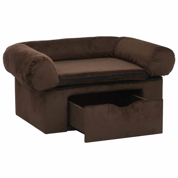 vidaXL Dog Sofa with Drawer Brown 75x50x38 cm Plush