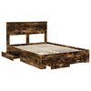 vidaXL Bed Frame with Drawer Smoked Oak 150 x 200 cm Engineered Wood