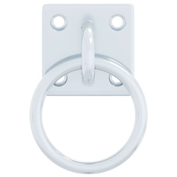 vidaXL Hitching Rings with Plates 3 pcs Silver Steel