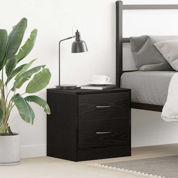 vidaXL Bedside Cabinet Black Oak 40x30x40 cm Engineered Wood