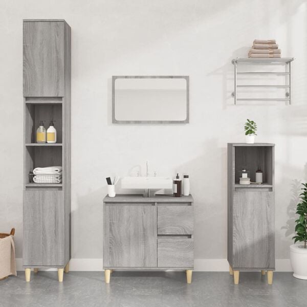 vidaXL Bathroom Cabinet Grey Sonoma 30x30x190 cm Engineered Wood