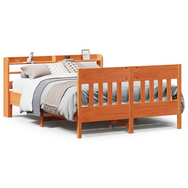 vidaXL Bed Frame without Mattress Wax Brown 120x200 cm Solid Wood Pine