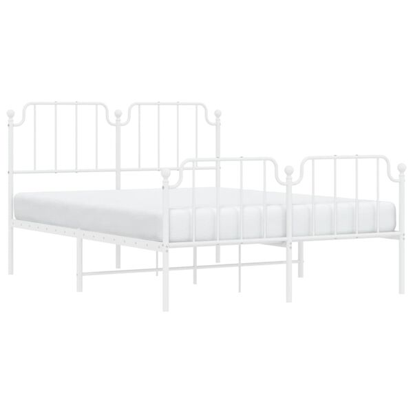 vidaXL Metal Bed Frame without Mattress with Footboard&nbsp;White 140x190cm