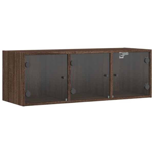 vidaXL Wall Cabinet with Glass Doors Brown Oak 102x37x35 cm