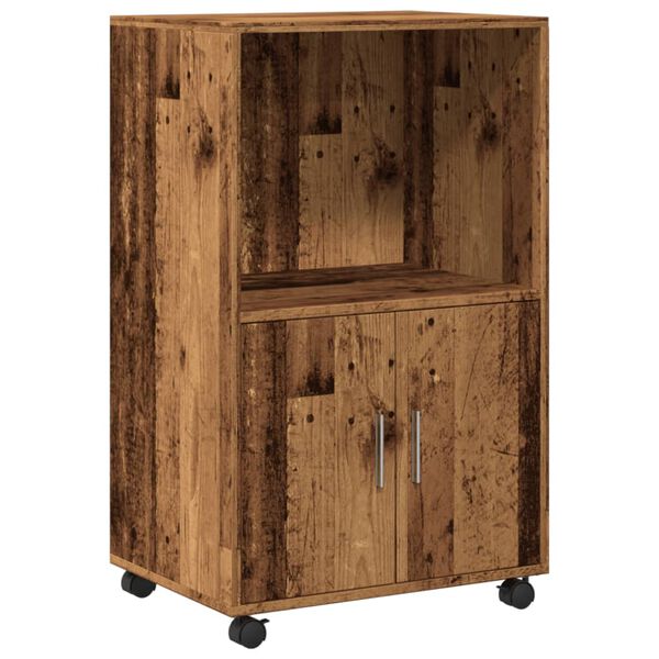 vidaXL Rolling&nbsp;Cabinet Old Wood 55x40x91 cm Engineered Wood