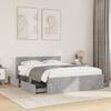 vidaXL Bed Frame with Headboard without Mattress Concrete Grey 120x200 cm