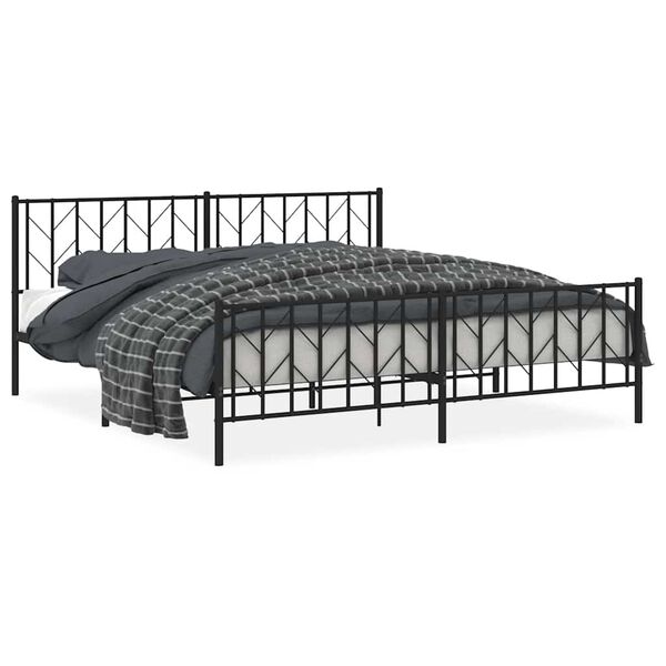 vidaXL Metal Bed Frame without Mattress with Footboard Black 193x203cm