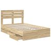 vidaXL Bed Frame with Drawer Sonoma Oak 120 x 190 cm Engineer Wood