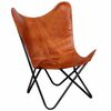 vidaXL Butterfly Chair | Brown | Real leather, Powder-coated iron | Standard