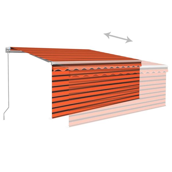 vidaXL Manual Retractable Awning with Blind 3x2.5m Orange&Brown