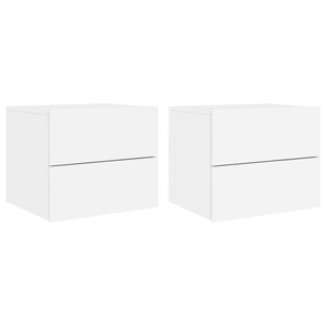 vidaXL Wall-mounted Bedside Cabinets with LED Lights 2 pcs White